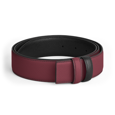 Cassis/black 35mm reversible leather belt