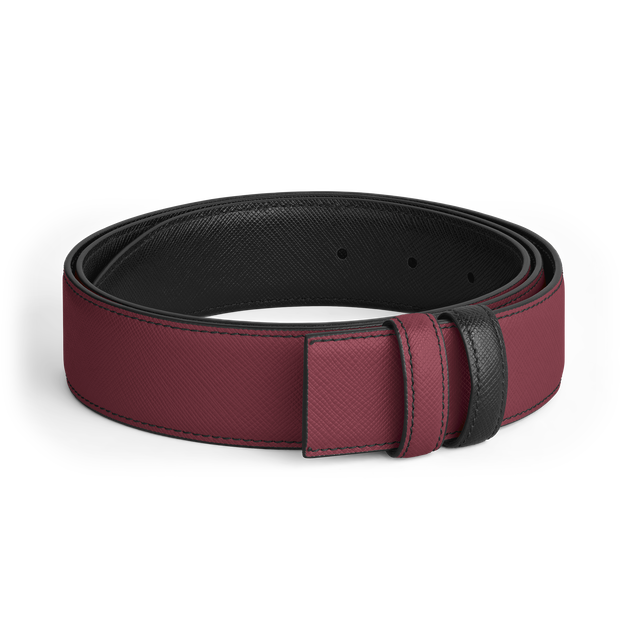 Cassis/black 35mm reversible leather belt - 1
