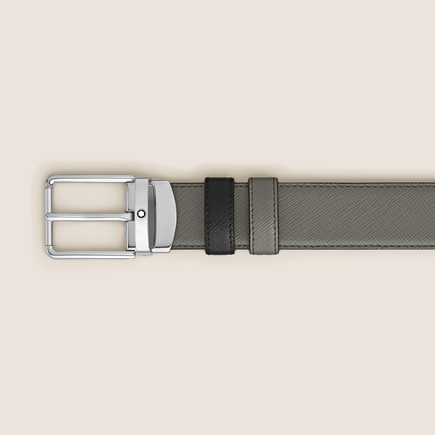 Medium grey/black 30 mm reversible leather strap