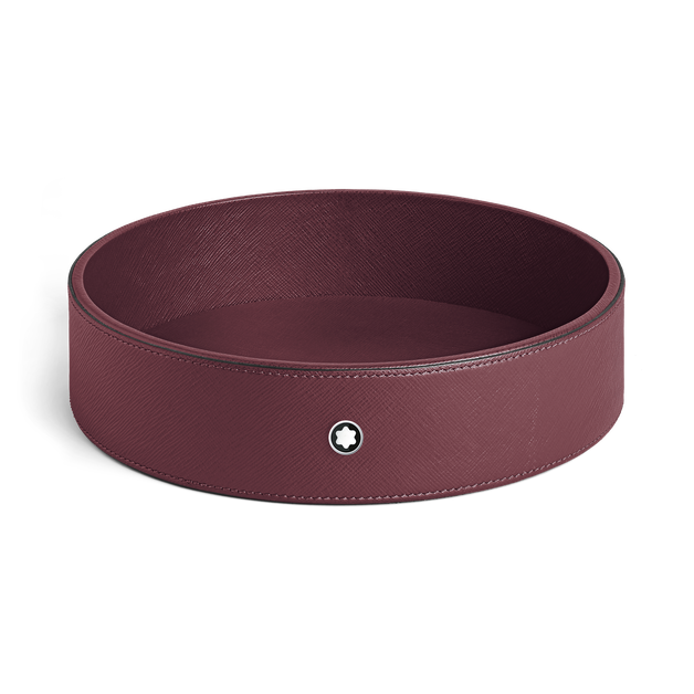 Round Desk tray in Cassis Leather (Large) - 3