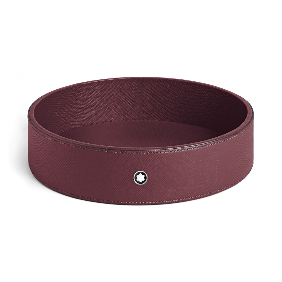 Round Desk tray in Cassis Leather (Large) - 3