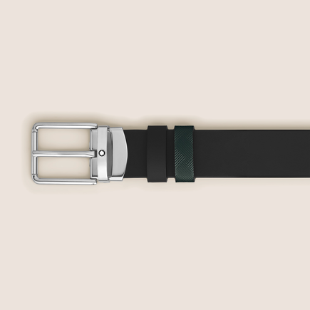 British green/black 30 mm reversible leather strap