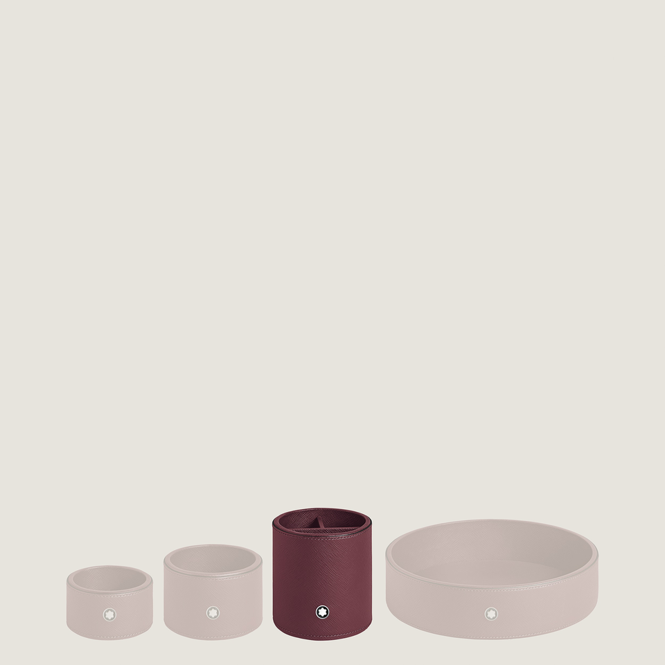 Round Pen Holder in Cassis Leather - 2