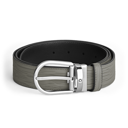 Horseshoe Buckle Medium Grey 35 mm Leather Belt