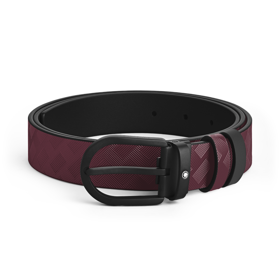 Horseshoe buckle cassis/black 30mm reversible leather strap - 1