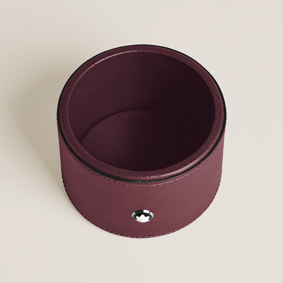 Round Desk tray in Cassis Leather (Medium) - 1