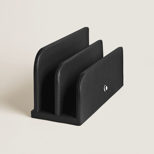 Letter Rack in Black Leather