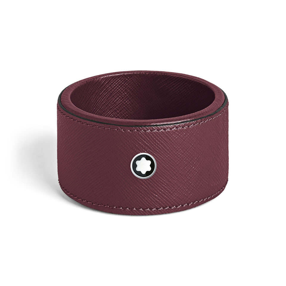 Round Desk tray in Cassis Leather (Small) - 3