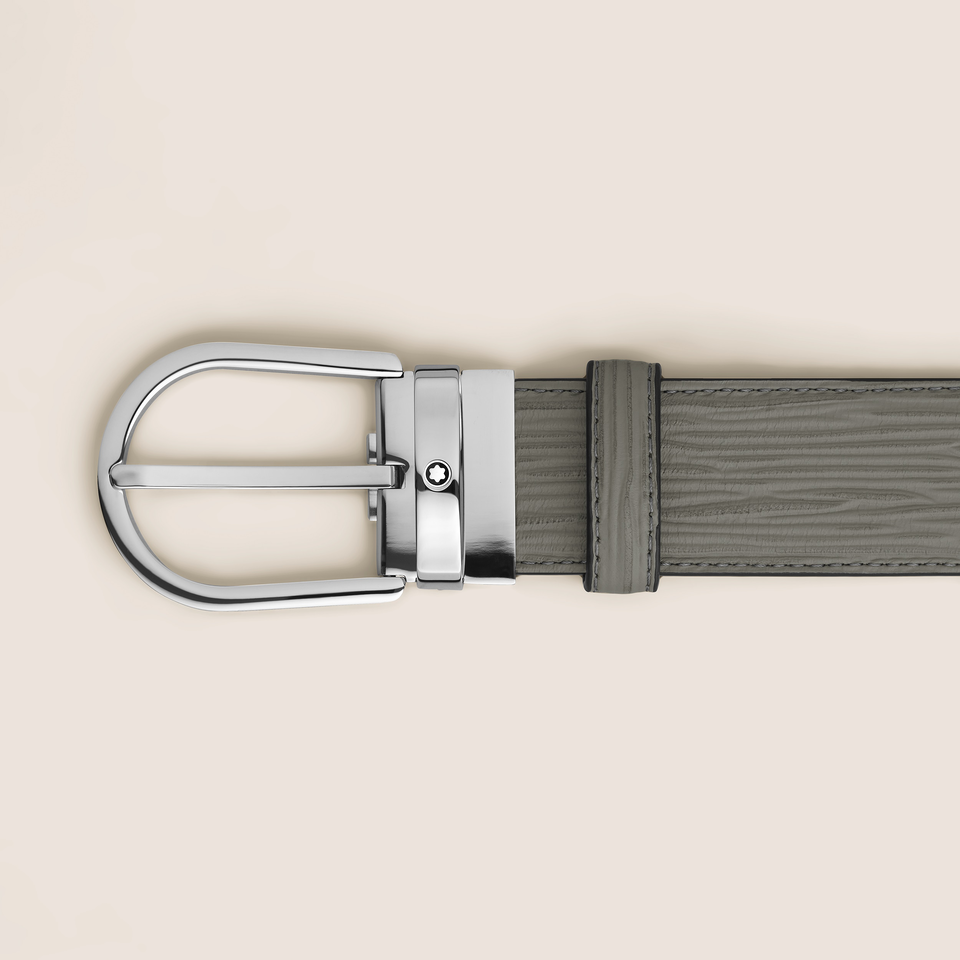Horseshoe Buckle Medium Grey 35&nbsp;mm Leather Belt - 2