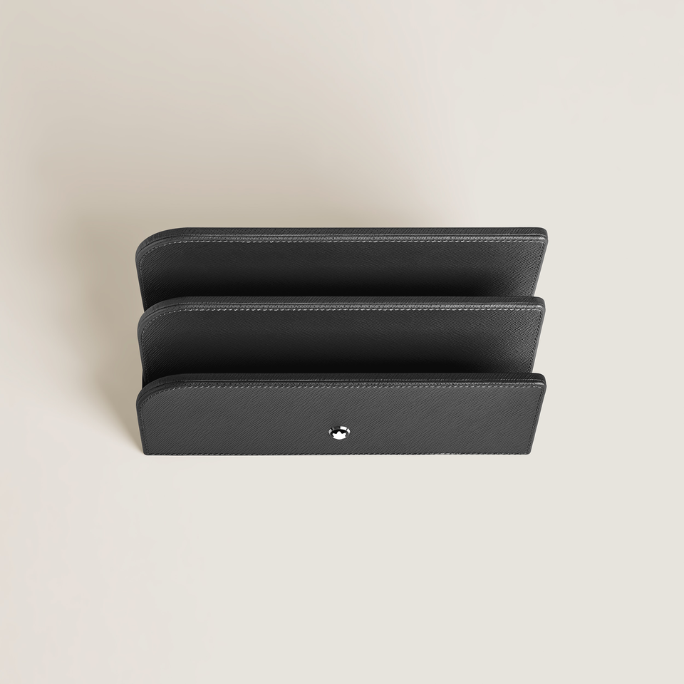 Letter Rack in Black Leather - 2